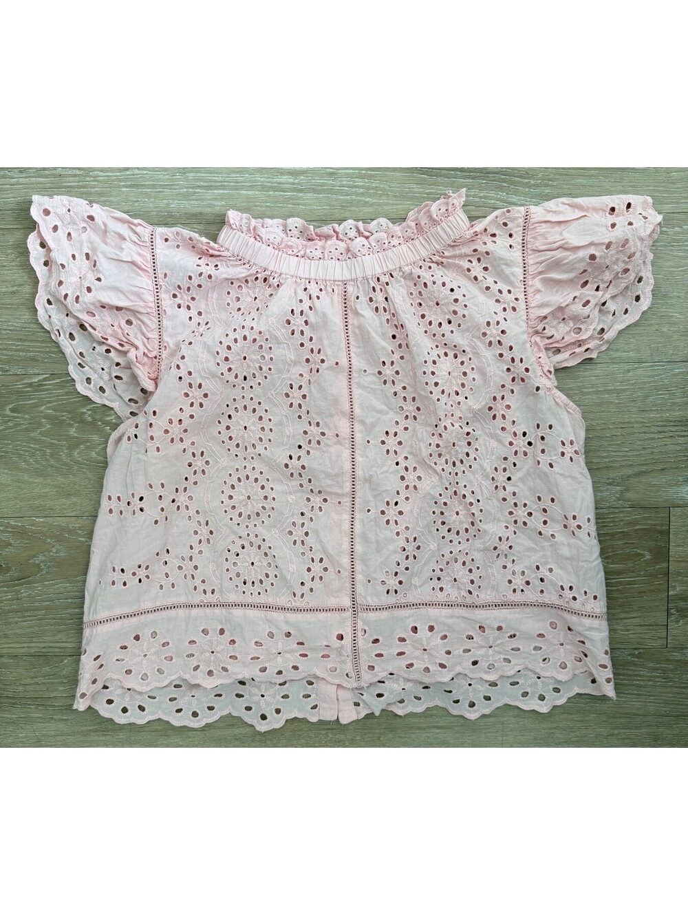Jennifer & Grace Bubblegum Pink Eyelet Shirt Size XL